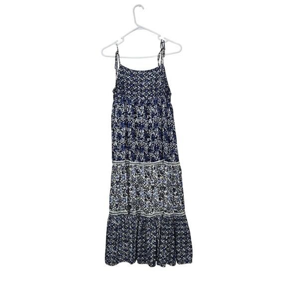 Sadie & Sage Tiered Eyelet Midi Dress Floral Sleeveless Tie Straps Sz Small Boho - Picture 2 of 11